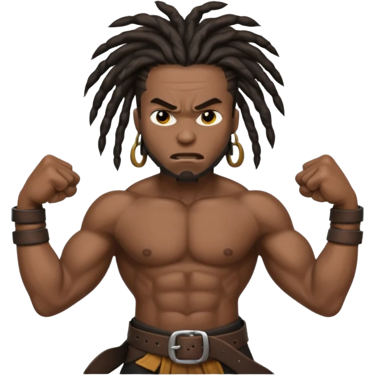 a angry black man with dreads too the side slanging back and forth a belt emoji