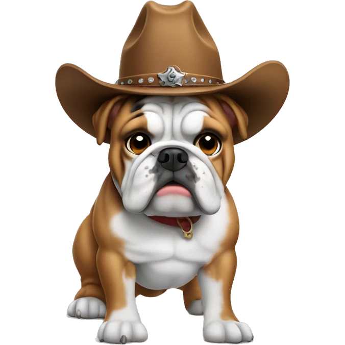 English bulldog wearing cowboy hat emoji
