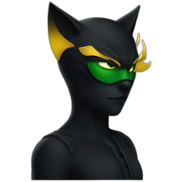 Chat noir yeux verts emoji