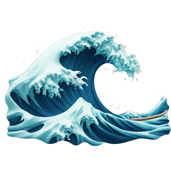 Wave with waste floating emoji