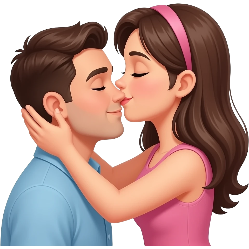 Woman grabbing mans head kissing his forehead emoji