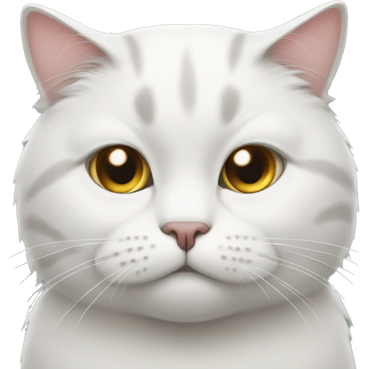 White slightly fat cat grey face marks emoji