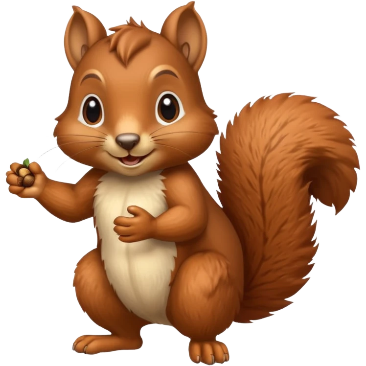 A playful squirrel holding an acorn with both paws.












































 emoji