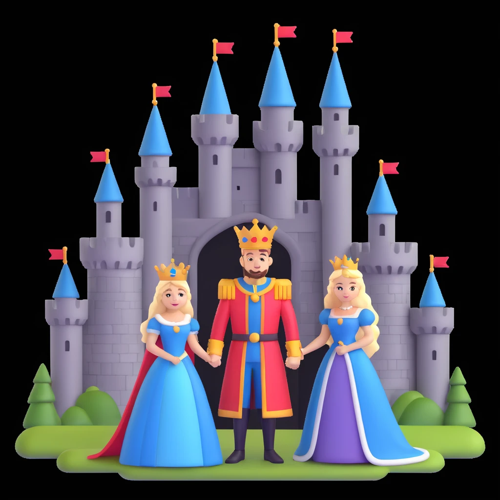 king and queen posing, castle background emoji