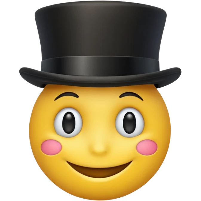 A yellow emoji with a top hat on😀 emoji