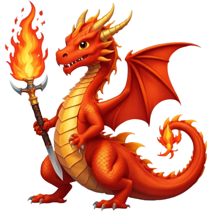 a dragon breathing fire at a hero emoji