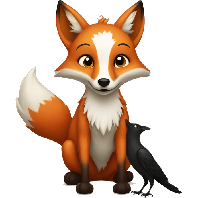 realistic fox and crow emoji