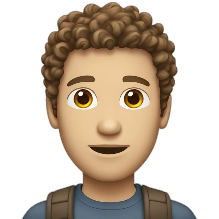 Curly brown hair coder white guy emoji