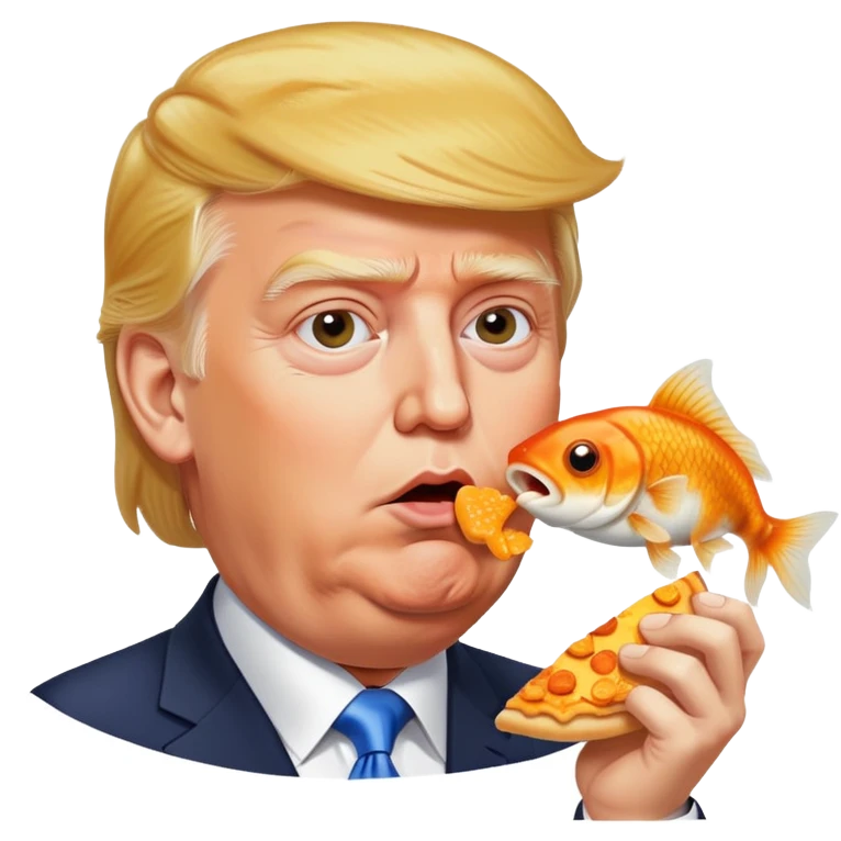 Trump eating goldfish pizza emoji