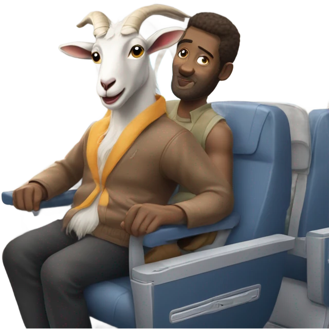 Goat on a plane with a man  emoji