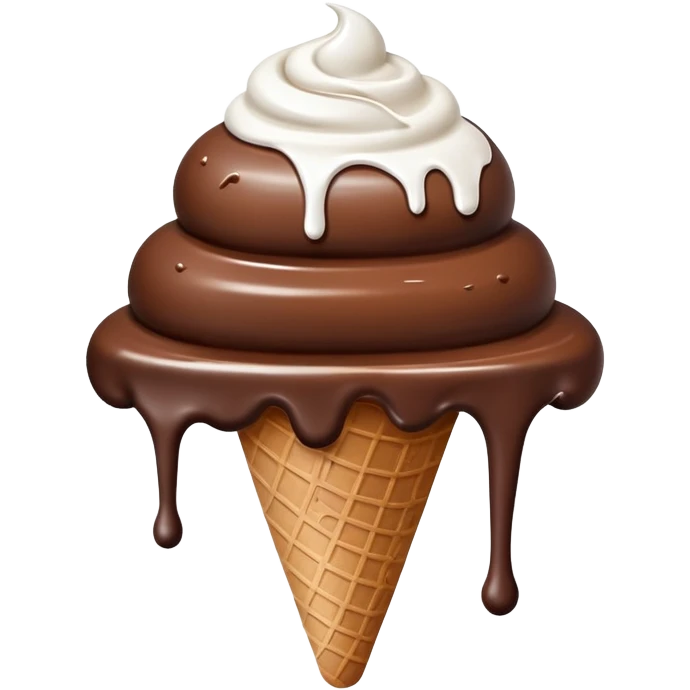 Chocolate ice cream with white dripping paint emoji
