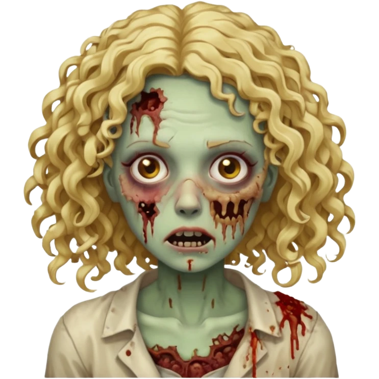 Mulher zumbi de cabelo cacheado loiro emoji