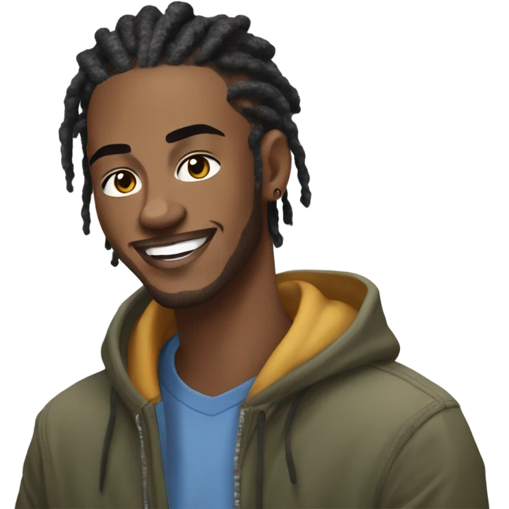 kai cenat, streamer, youtuber.A lively African-American male with short dreadlocks and a slim, athletic build. Kai exudes energy with his trendy streetwear style, expressive gestures, and confident, humorous personality. emoji
