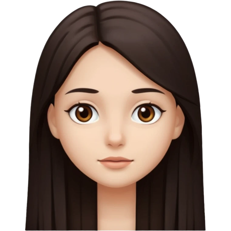 Can you make a girl with dark brown eyes with dark brown hair straight long hair emoji