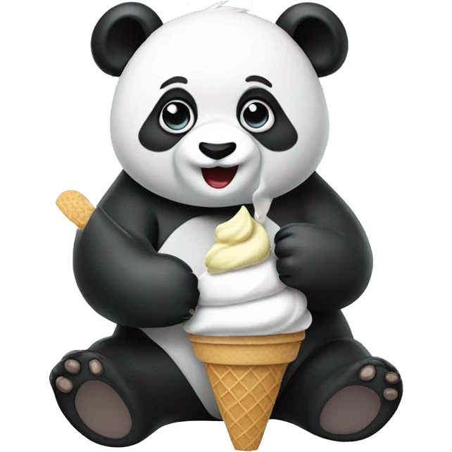Panda eating ice cream emoji