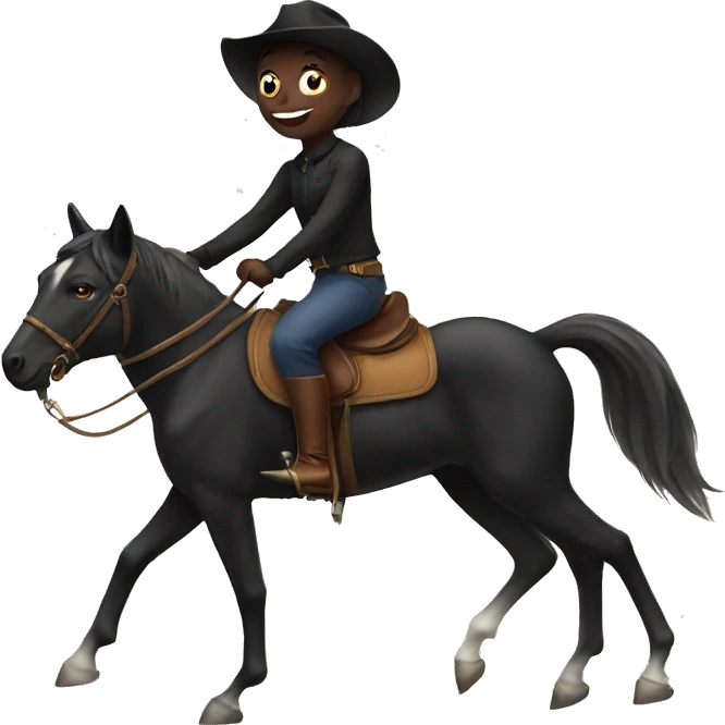 Black cat riding a horse  emoji