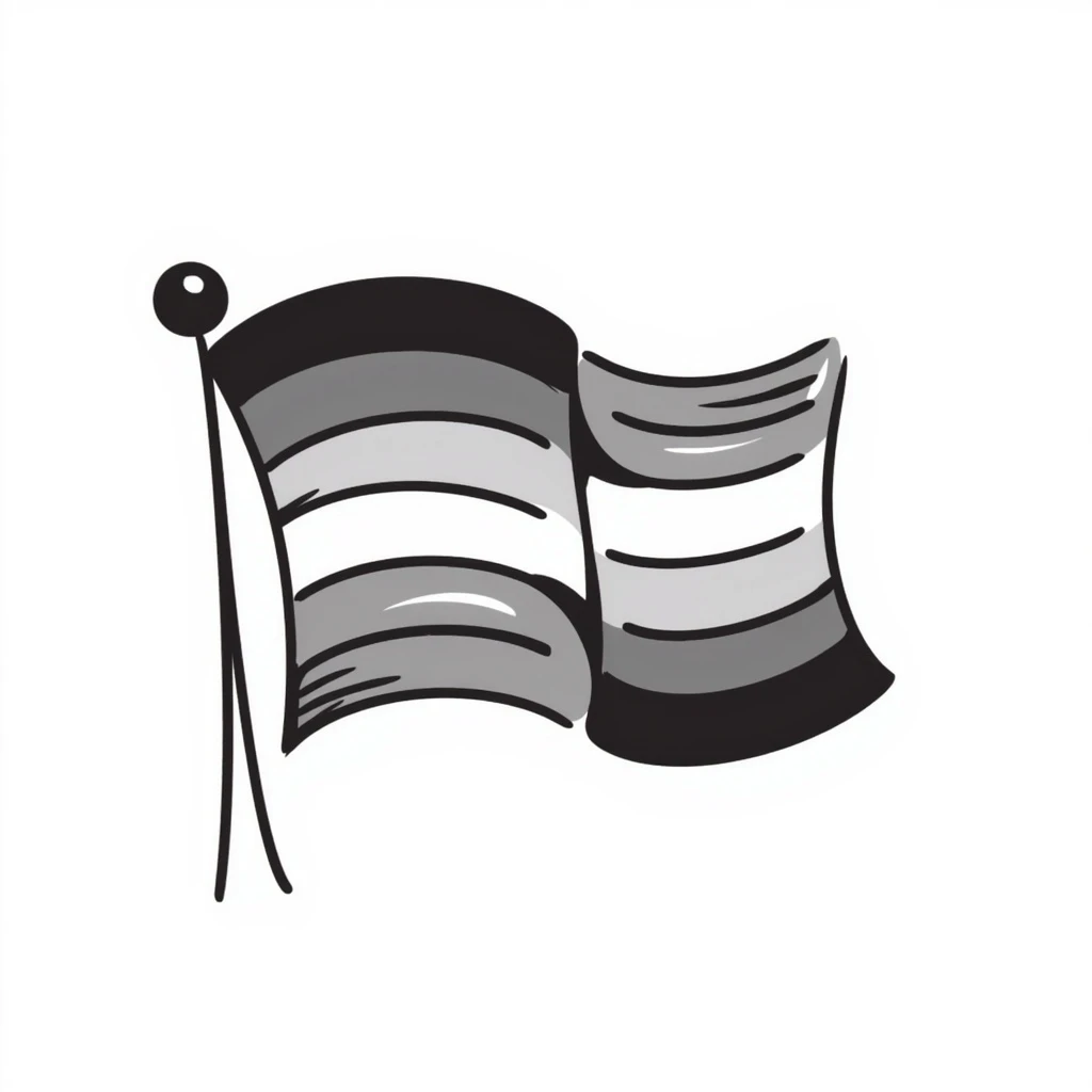 a waving Pride flag, hand-drawn doodle style, joyful and energetic emoji