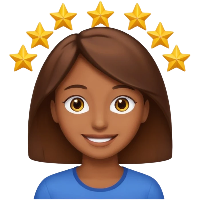 Color de piel moreno ojos de estrella riéndose y pelo café  emoji