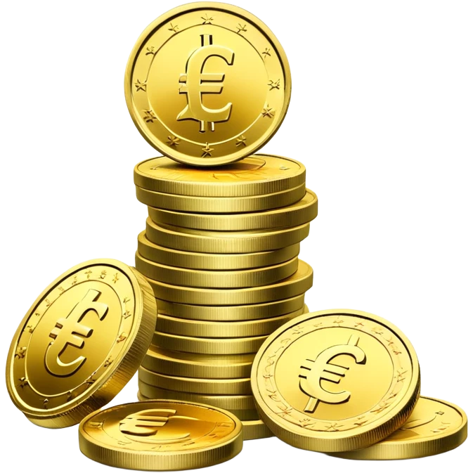 stack of euro coins and euro cash emoji