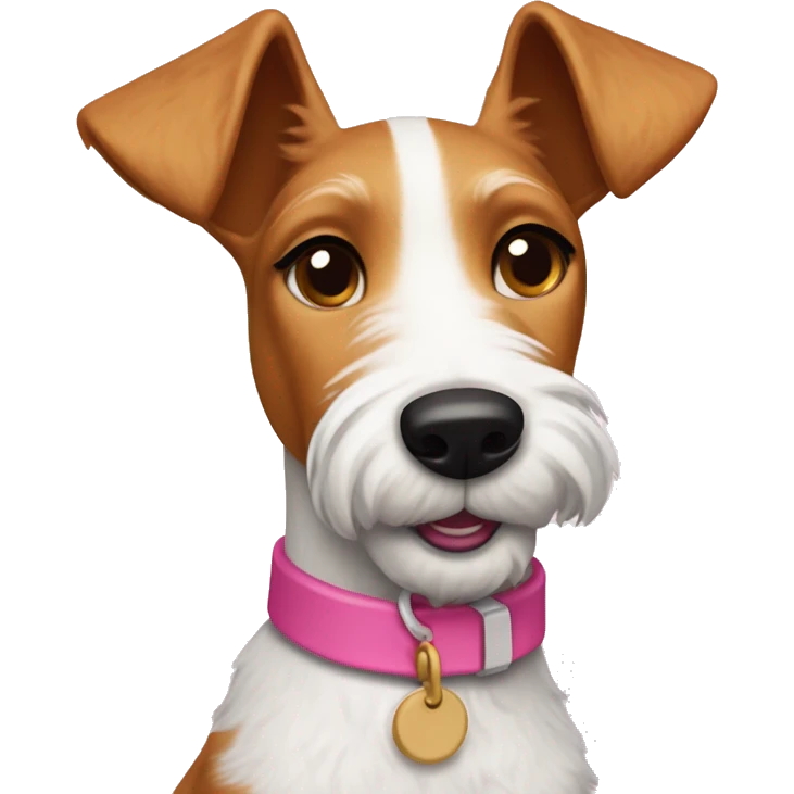Female fox terrier with a pink collar, caramel fur, inspired by the style of “Lady and the Tramp.” White outline around it emoji