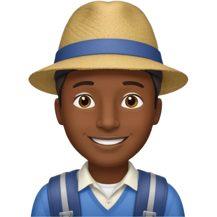 Visage homme créole réunionnais avec chapeau arrive avion emoji