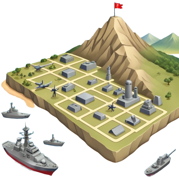strategic military map with military objects emoji