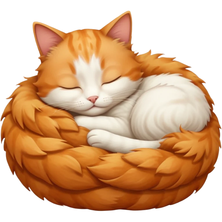 ginger and white small cat sleeping in funny position emoji