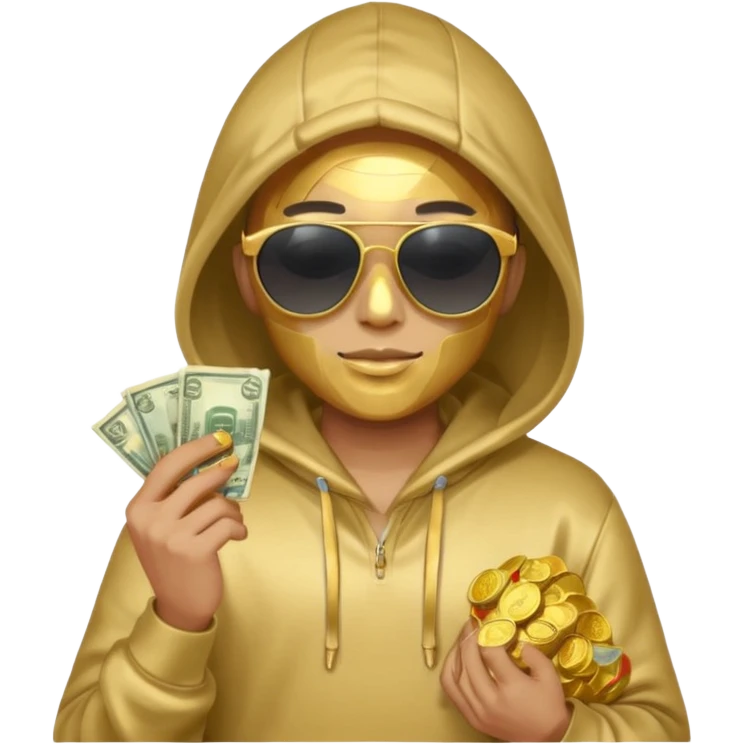 hoodie, sunglasses, money ALL GOLD emoji