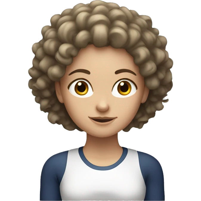 A white girl with curly hair working out  emoji