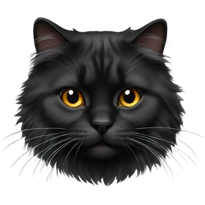 Puffy black Siberian cat emoji