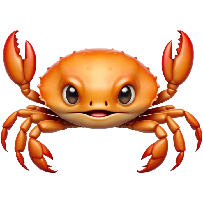 Cinematic Comical Baby Crab Portrait Emoji, Head tilted dramatically with an exaggeratedly shocked expression, featuring a tiny, vibrant carapace with wide, comically expressive eyes full of playful disbelief and miniature, animated pincers, Simplified yet hilariously expressive features, highly detailed, glowing with a slightly sassy coastal glow, high shine, dramatic yet playful, stylized with an air of cheeky seaside mischief, soft glowing outline, capturing the essence of a meme-worthy baby crab that looks ready to pinch its way into viral fame! emoji