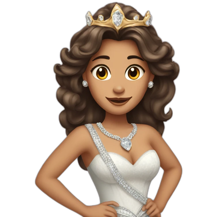 furiouslong haired brunette princess with a big crown with diamonds emoji