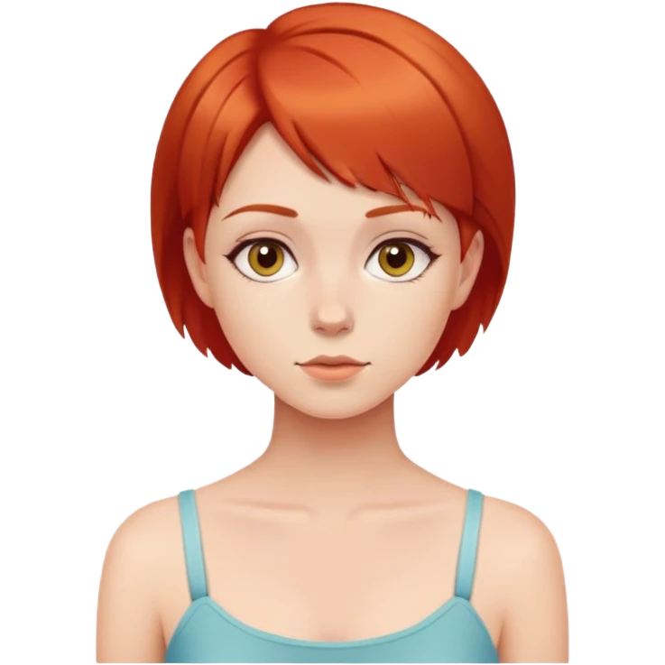 girl with short red hair and flat chest emoji