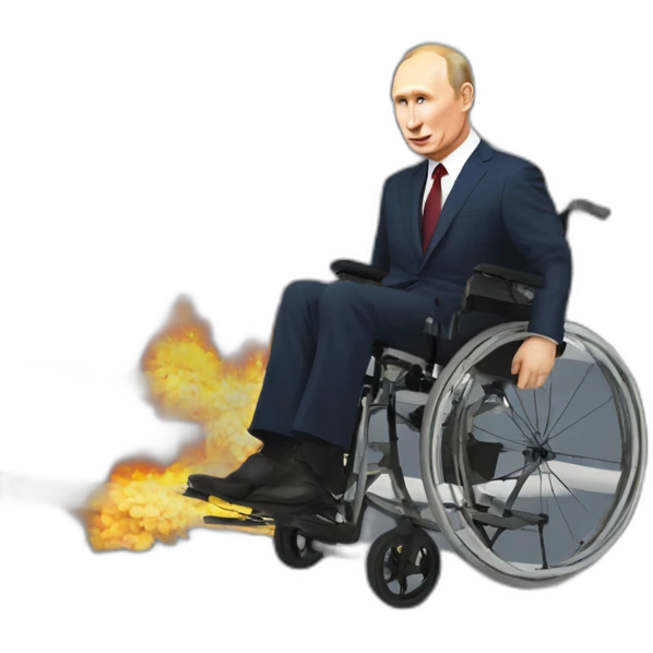 putin in wheelchair on fire stairs emoji