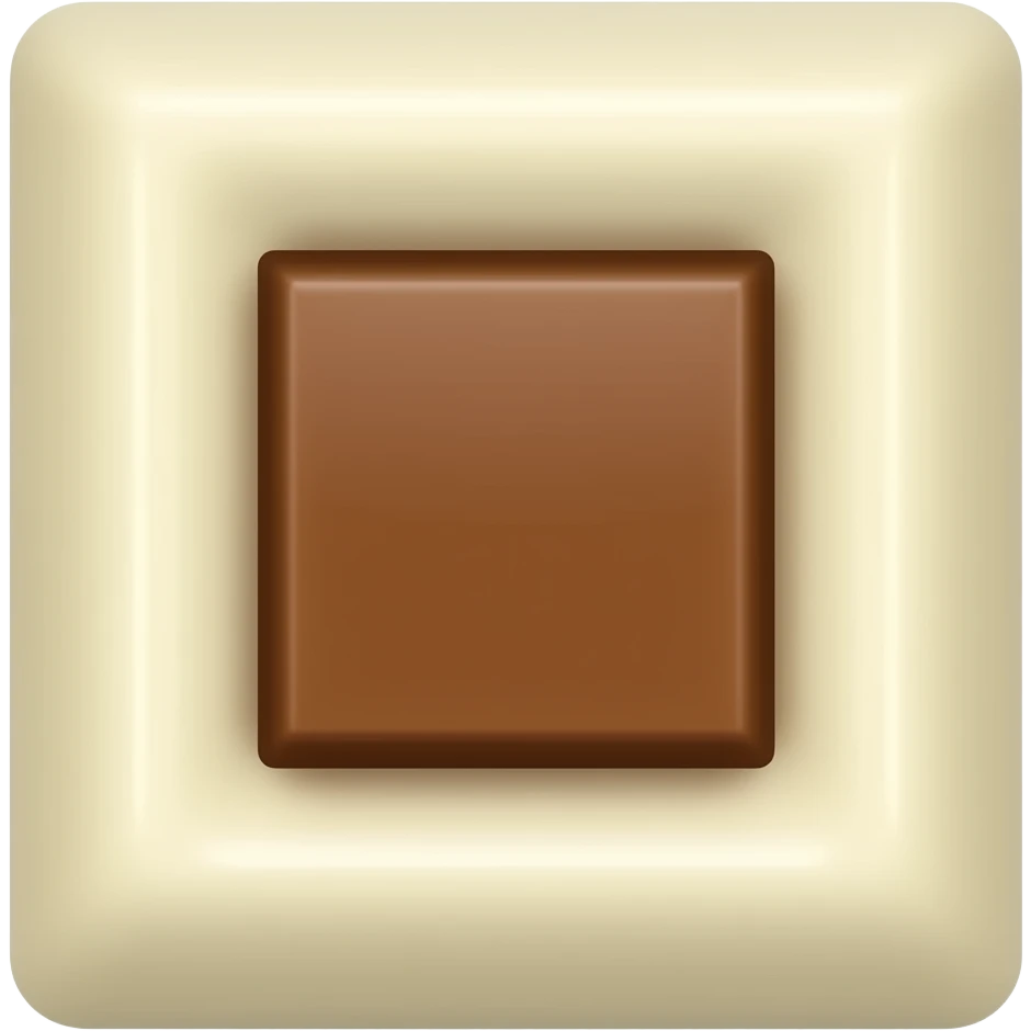 Emoji tablette chocolat rectangulaire blanc avec seulement le carré du centre marron emoji