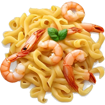 Pasta with prawns on a plate  emoji