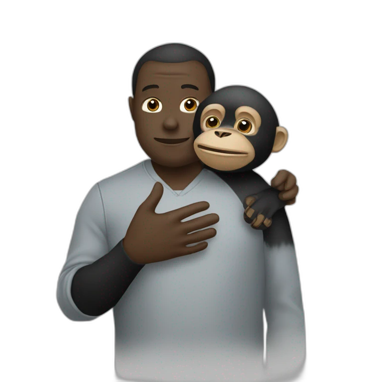 Un singe et un homme noir qui se serent la main emoji