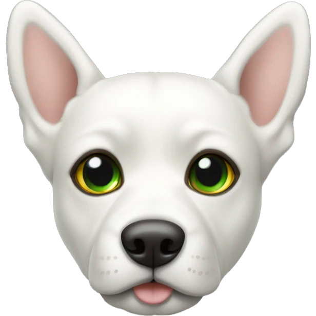 Perro blanco con orejas color galleta y ojos verdes emoji