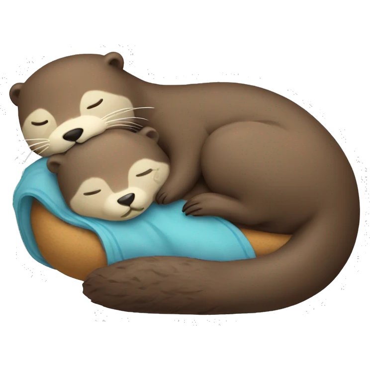 a sleeping otter holding a plush teddy emoji