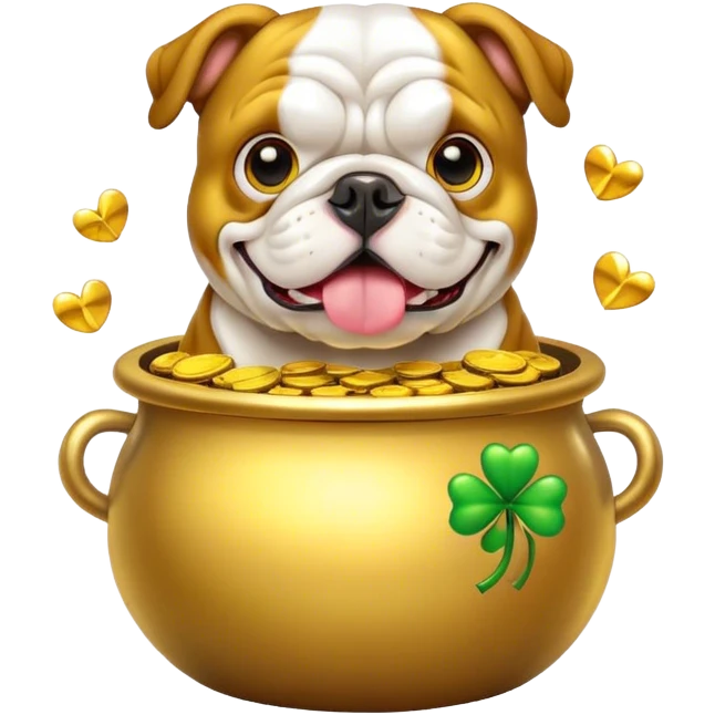 Bulldog in a pot of gold  emoji