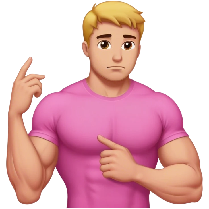 buff guy pink shirt thinking emoji