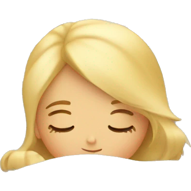 Blond girl sleeping in cozy bed emoji