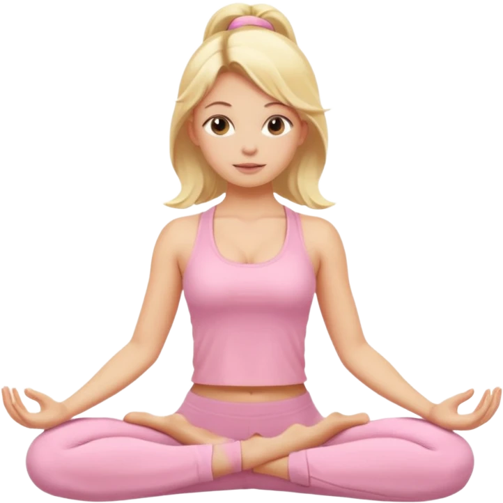 blonde yoga girl light pink clothes n emoji