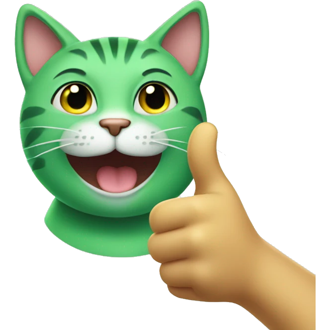 green cat thumbs up emoji