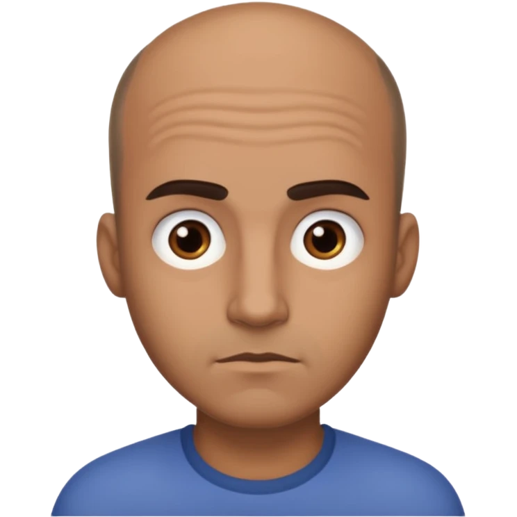 dark tan man with thick eyebrows and balding sparse hair emoji