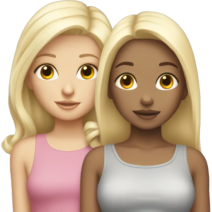 Two blond Girls with a grey cat emoji