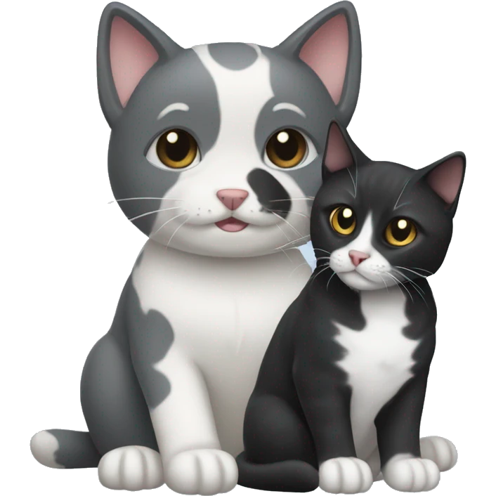 gray and white cat and black dog  emoji