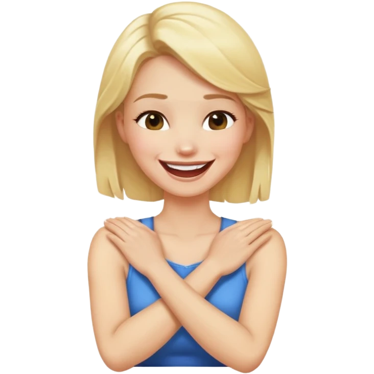 arms crossed holding neck laughing blonde women emoji