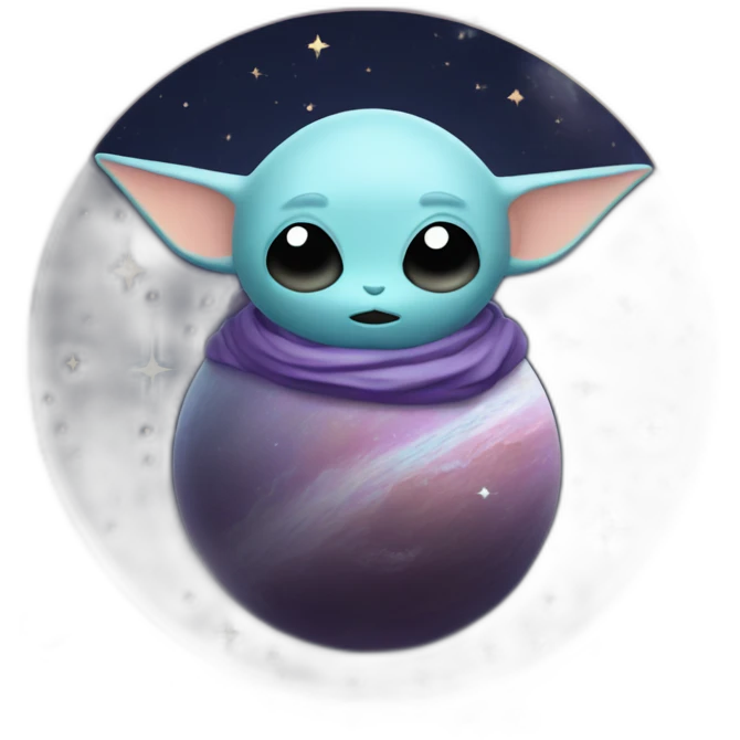 Grogu Cosmic méditation with planet emoji