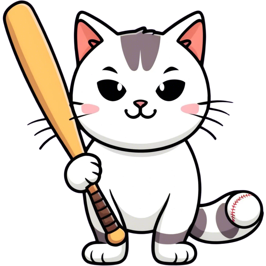 Cat with a baseball bat emoji